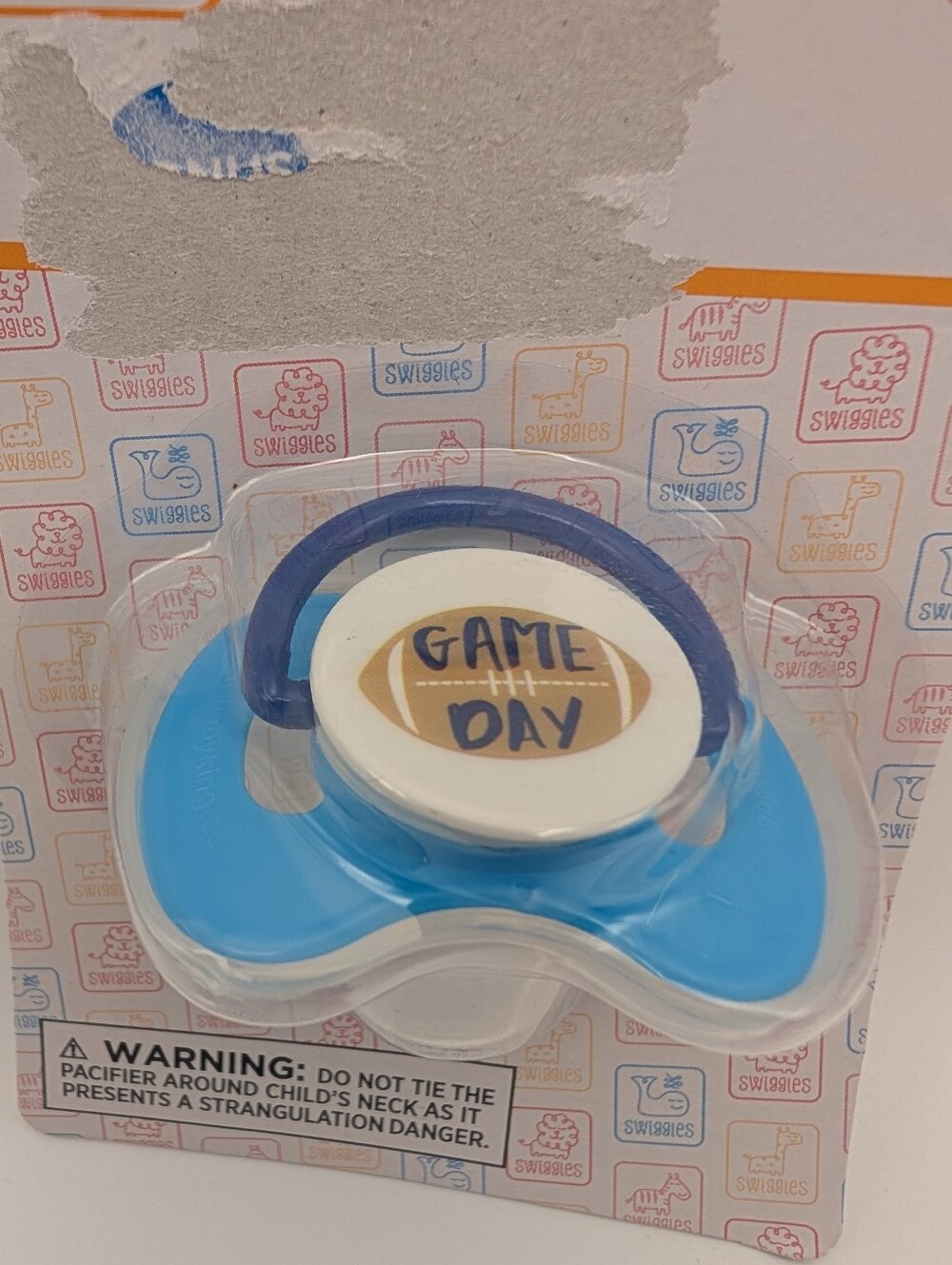 Swiggles Blue Game Day Football Pacifier with Case New In Package